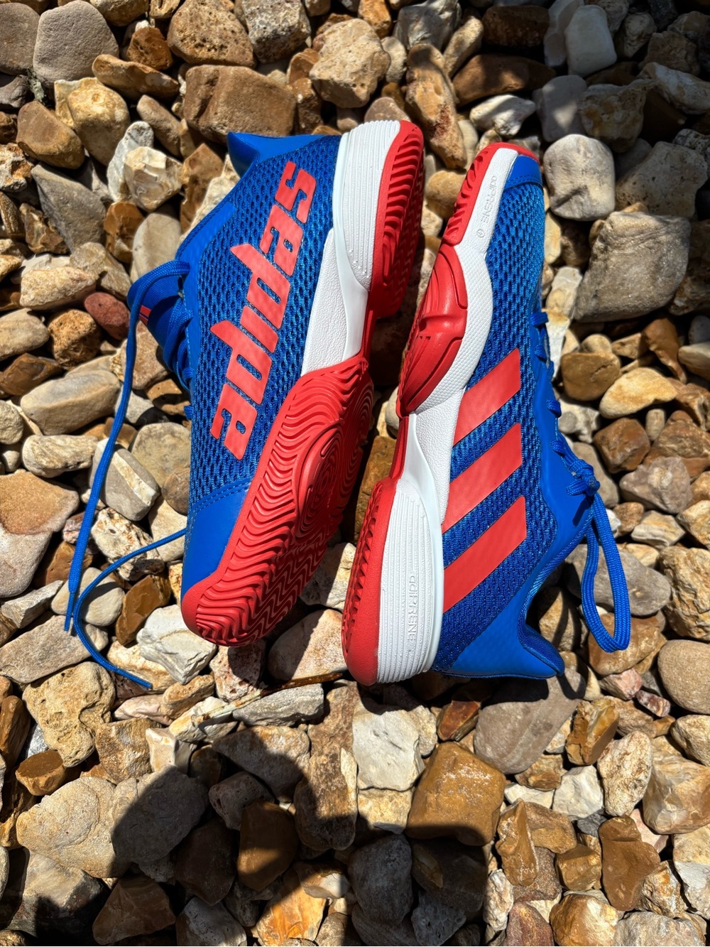 Adidas Barricade Juniors Size 4 Basketball Athletic Shoes - Blue/Red
